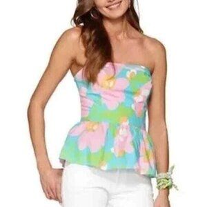 Lilly Pulitzer- NWT Shandy Mojo Shorely Blue Floral Print Top- sz. 6